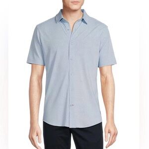 Going Soon! Daniel Cremieux Dotted Short Sleeve Shirt - Light Blue. XXL